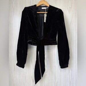 Ramy Brook Jaxon Black Velvet Wrap Jacket Size S NWT